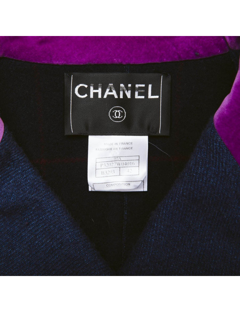 CHANEL caban in blue cashmere, wool and cotton size 42FR