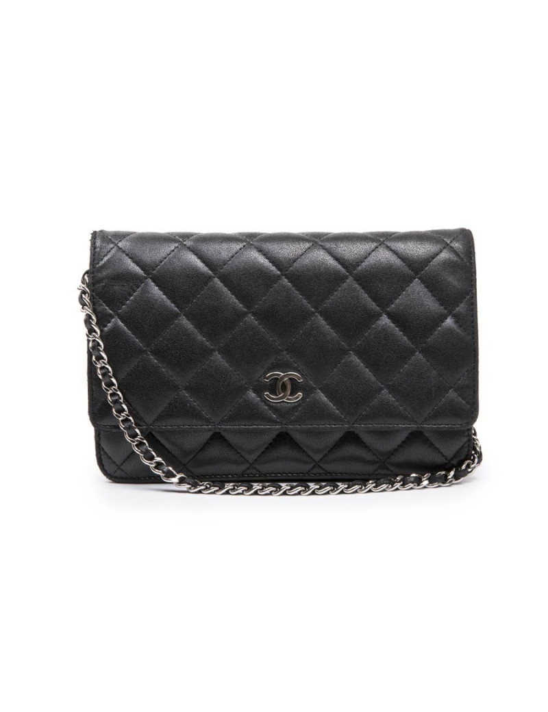 Sac Wallet CHANEL cuir matelassé noir