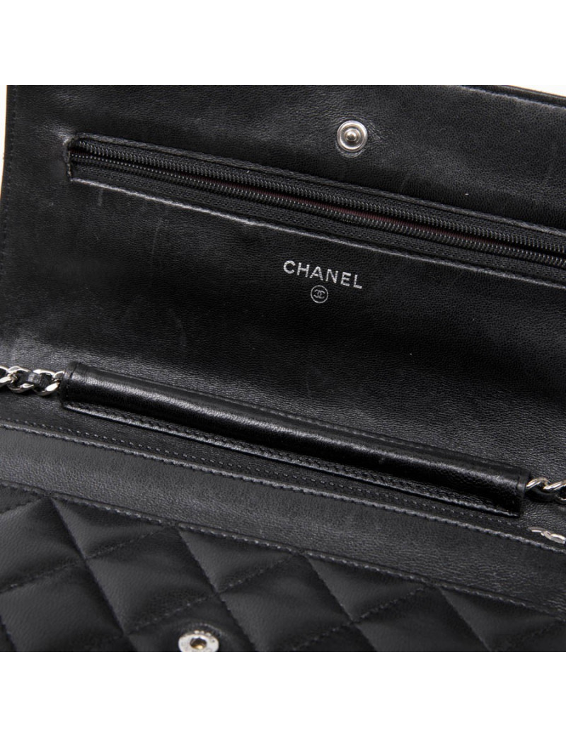 Sac Wallet CHANEL cuir matelassé noir