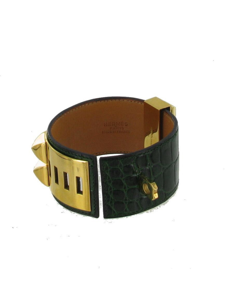 Manchette HERMES "collier de chien" en porosus 