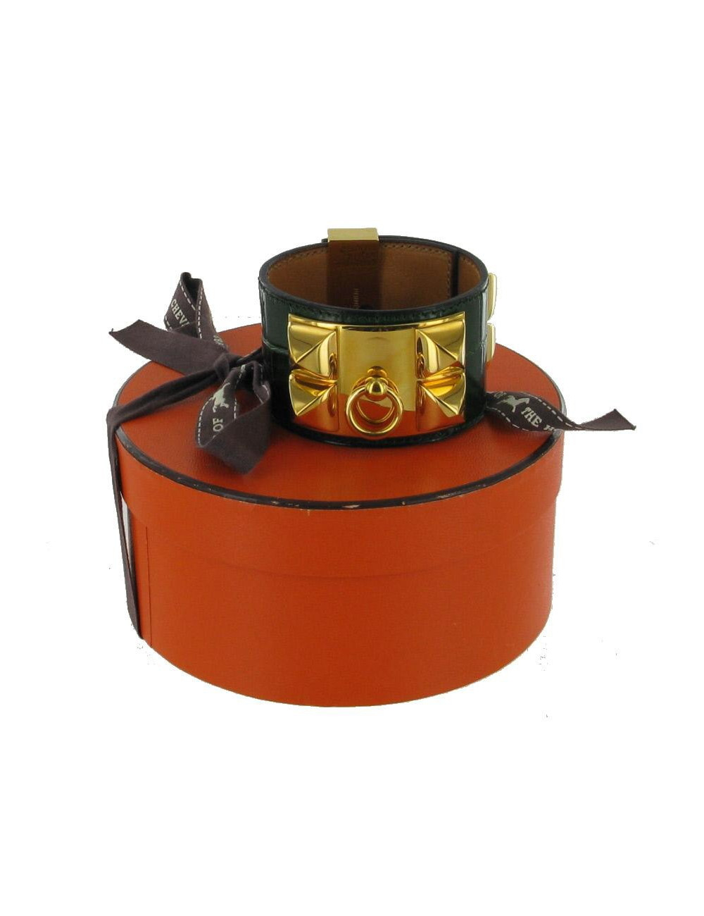 Manchette HERMES "collier de chien" en porosus 