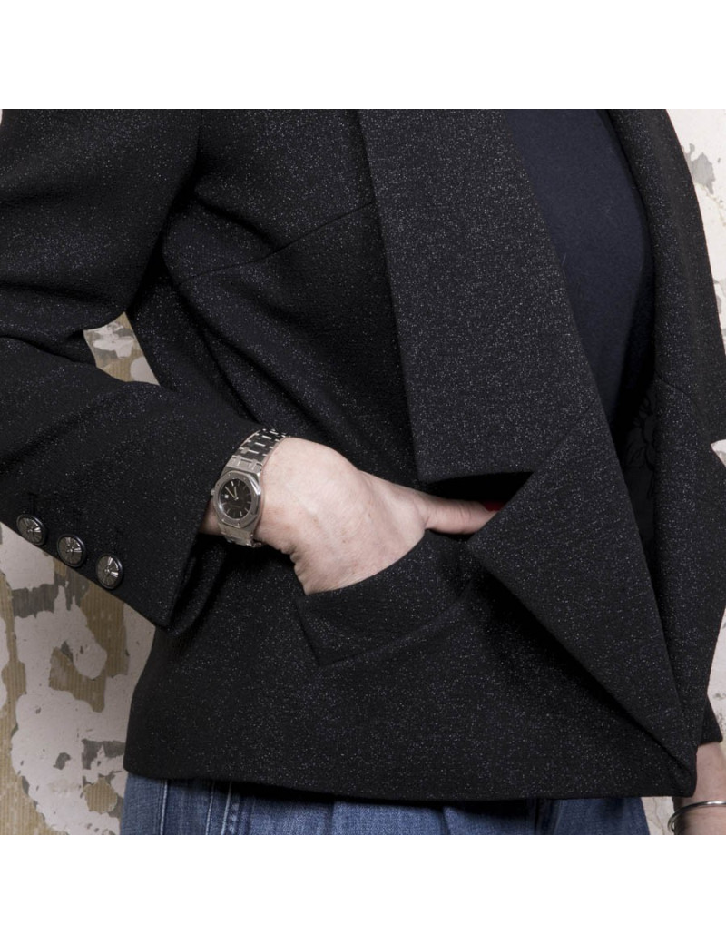 Veste T 40 CHANEL laine noir irisé