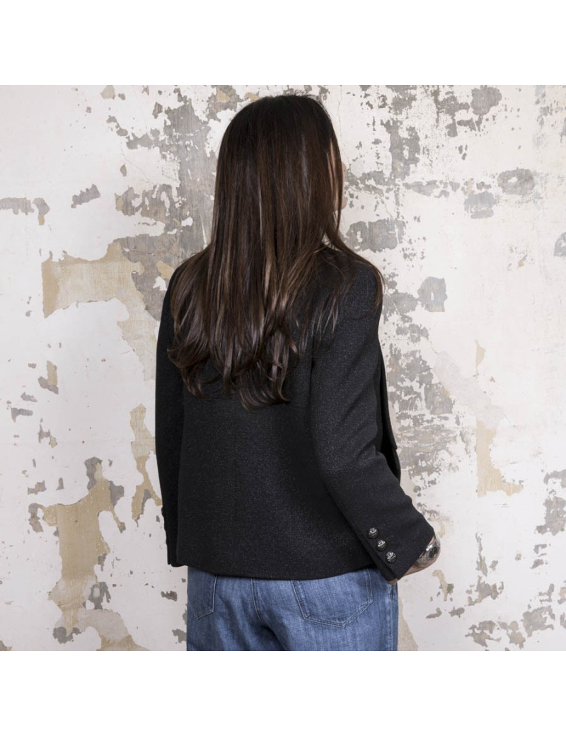 Veste T40 CHANEL laine noire irisée