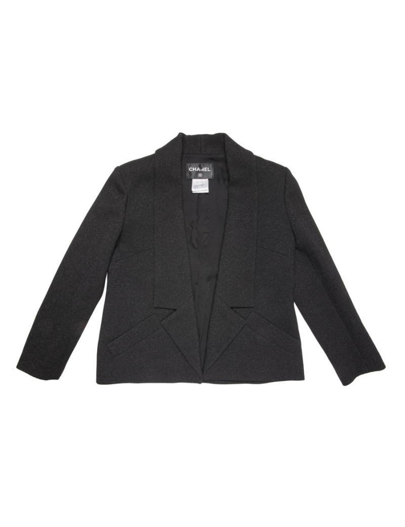 Veste T40 CHANEL laine noire irisée