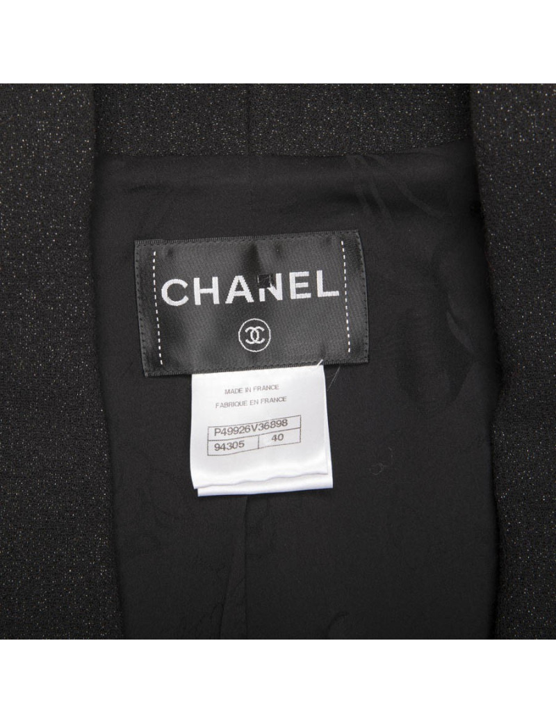 Veste T40 CHANEL laine noire irisée