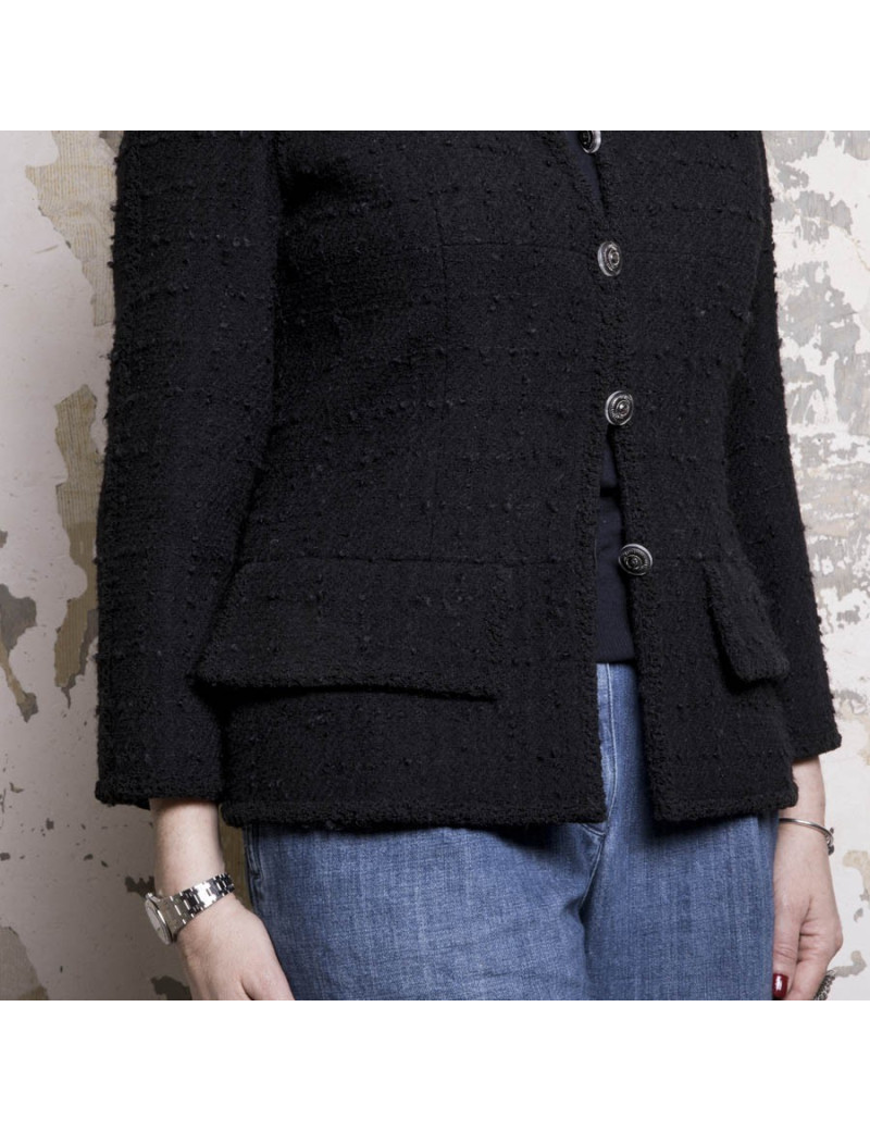 Veste CHANEL T 44 en tweed noir