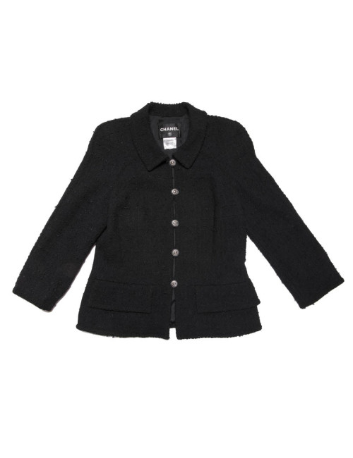 Veste CHANEL T 44 en tweed noir