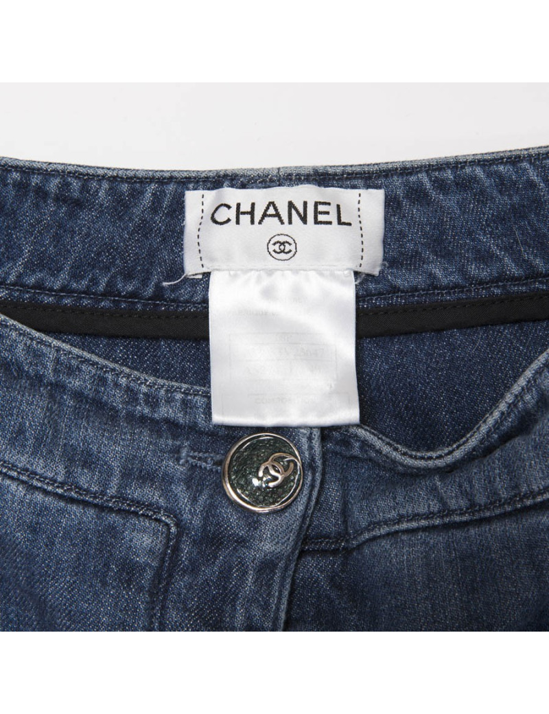 Pantalon CHANEL T40  en denim bleu 