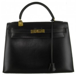 Kelly 32 HERMES leather chocolate box