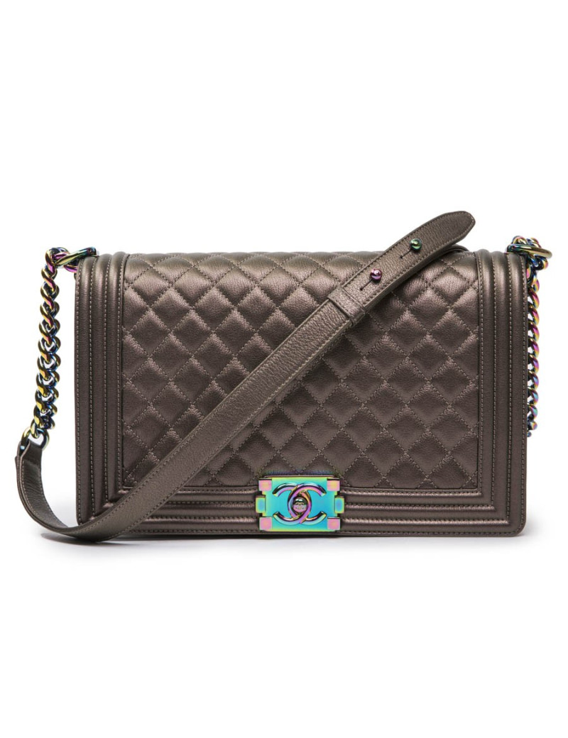 Sac "Boy" CHANEL cuir marron mordoré