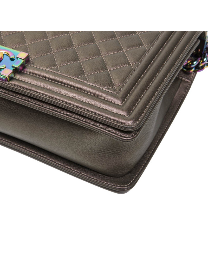 Sac "Boy" CHANEL cuir marron mordoré