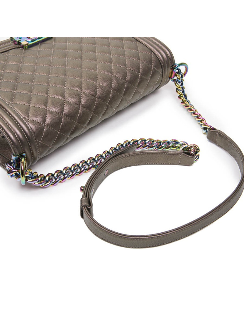 Sac "Boy" CHANEL cuir marron mordoré