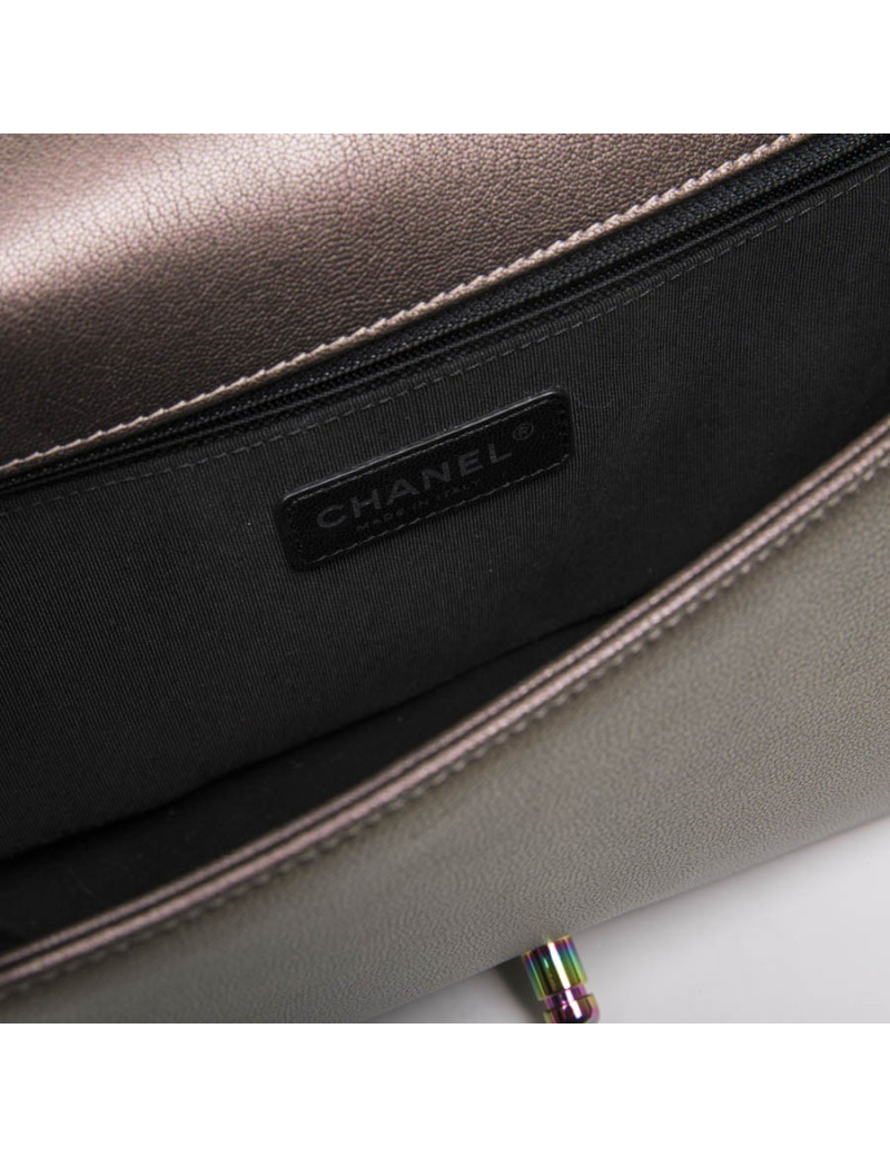 Sac "Boy" CHANEL cuir marron mordoré