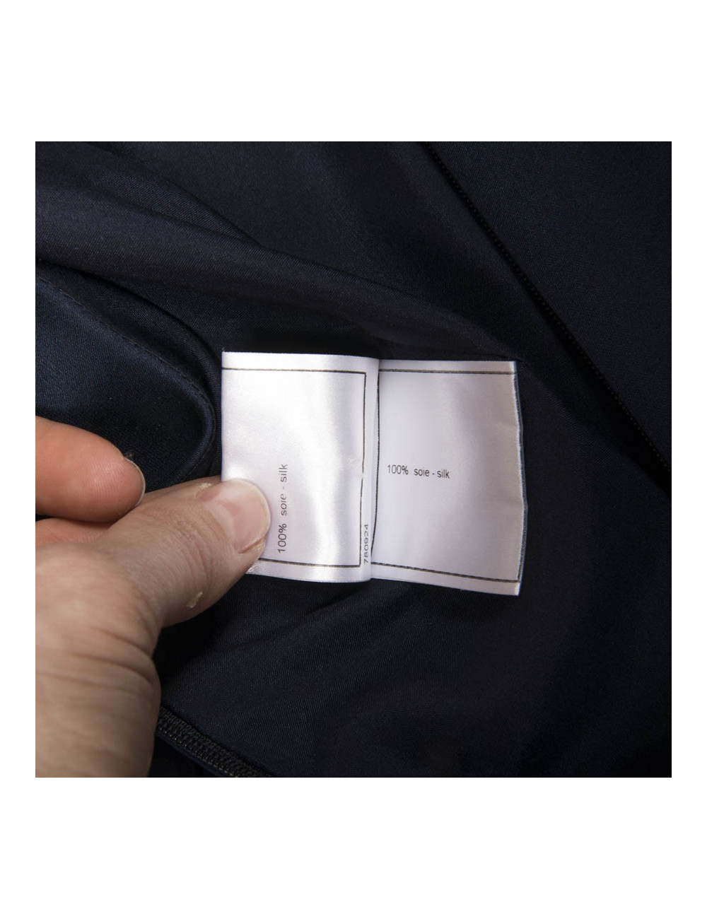 Robe du soir T 38 CHANEL en soie bleue à volants