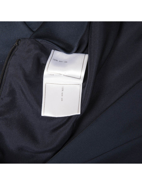 Robe du soir T 38 CHANEL en soie bleue à volants