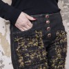 Pantalon jean CHANEL T 40 avec broderies or, bordeaux et noire