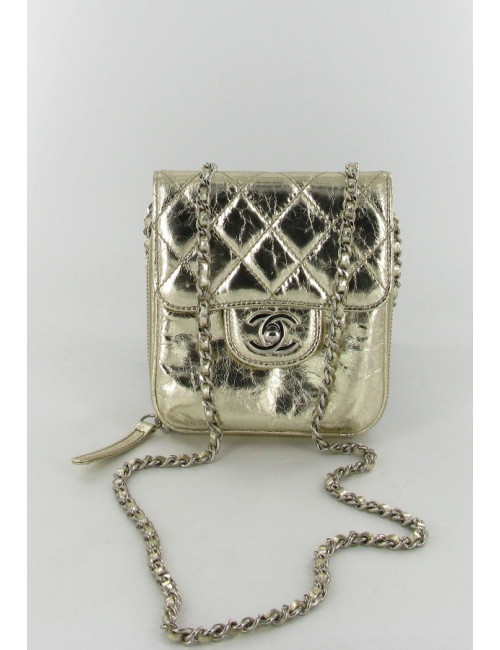 Small gold quilted leather CHANEL bag