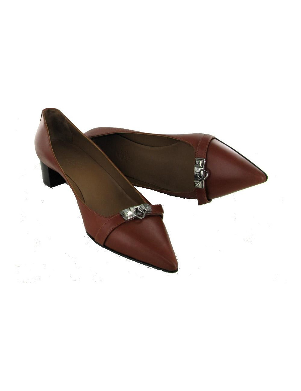 Escarpins T40 HERMES " Collier de chien"