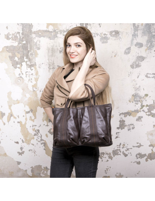 Sac HERMES en cuir marron