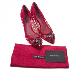 DOLCE & GABBANA T 38.5 pumps in red laces and jewel