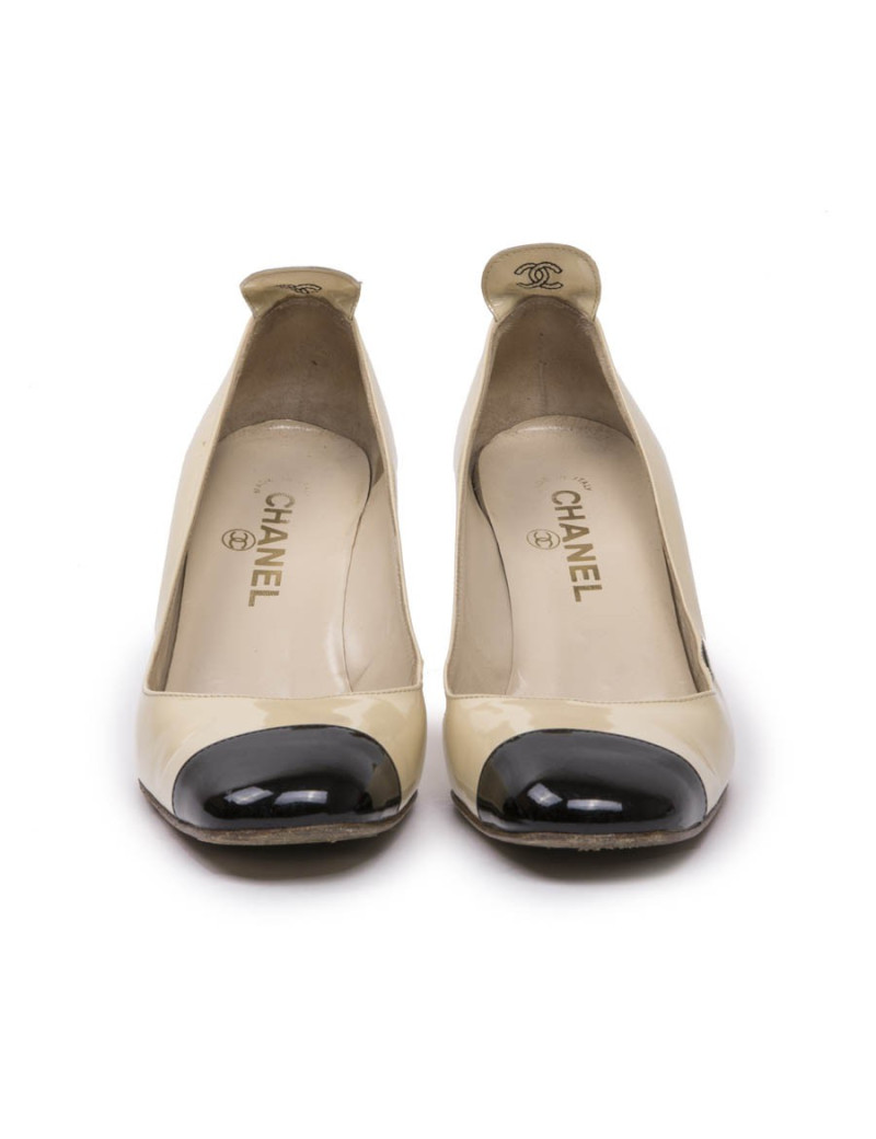 Escarpins CHANEL T 36.5 bicolores 