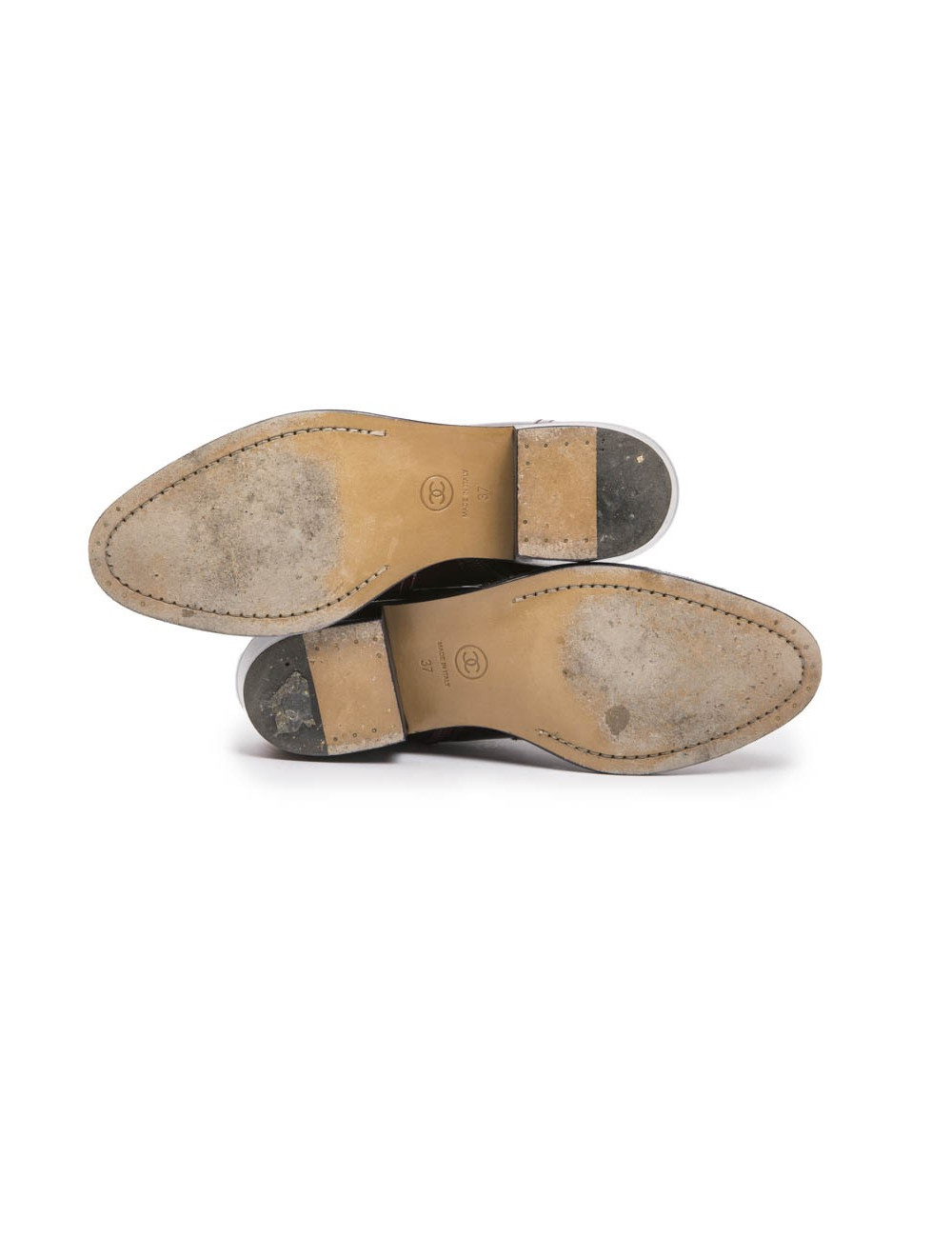 Boots T 37 CHANEL cuir verni bordeaux