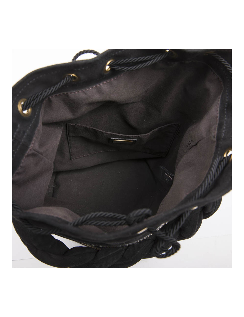 FENDI bucket bag in black leather gold embossed