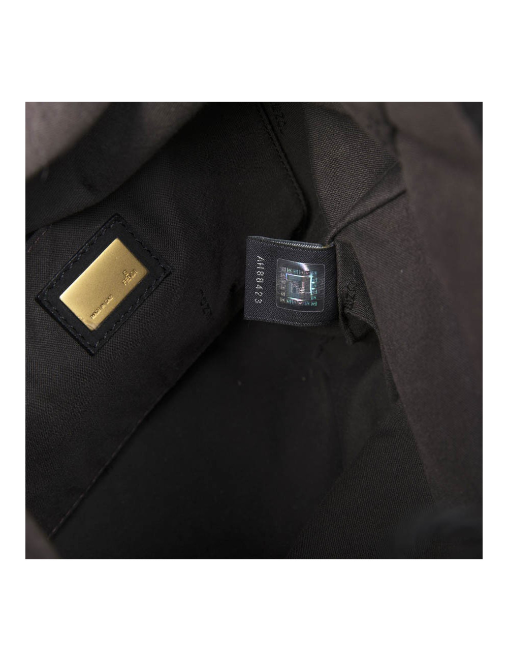 FENDI bucket bag in black leather gold embossed