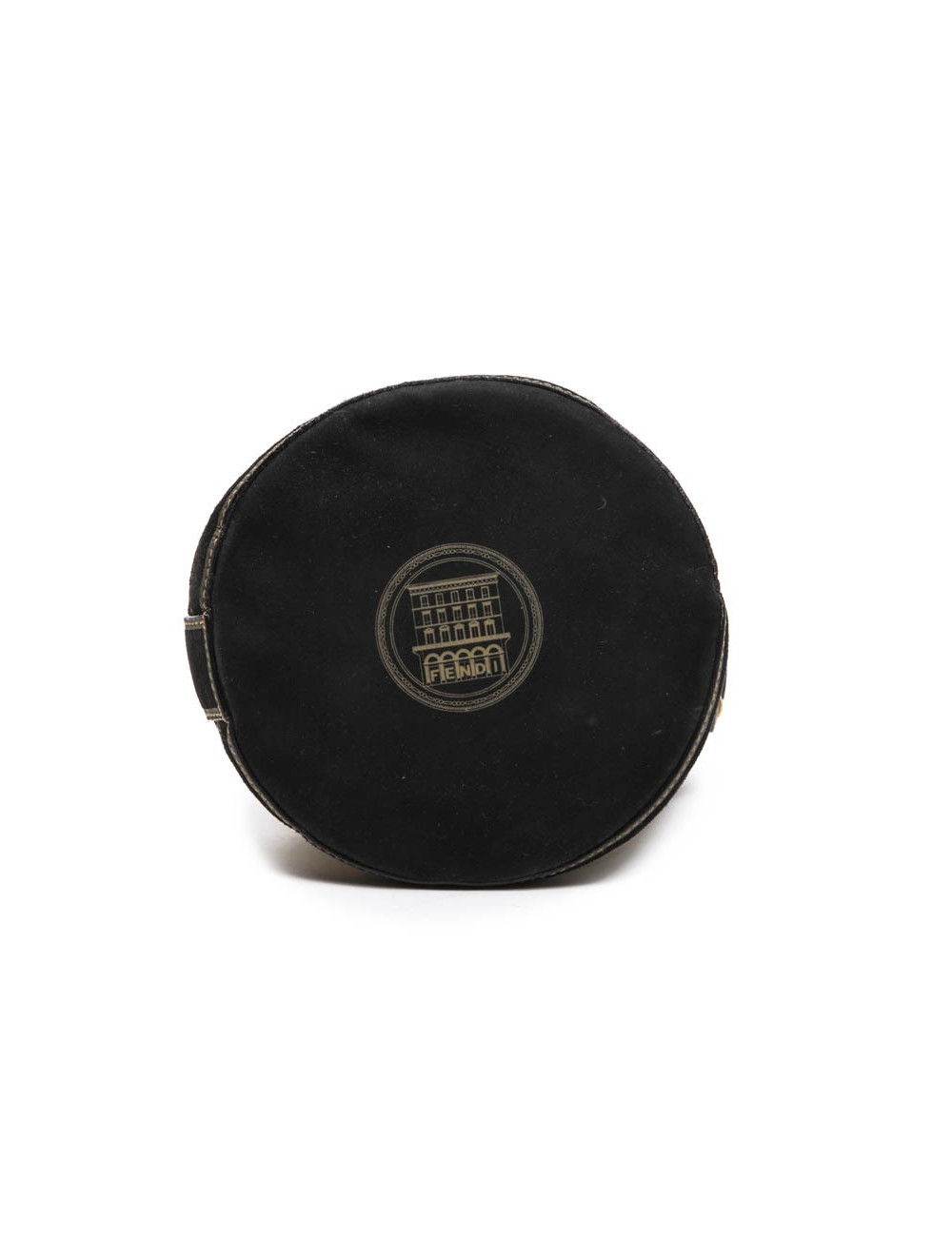 FENDI bucket bag in black leather gold embossed