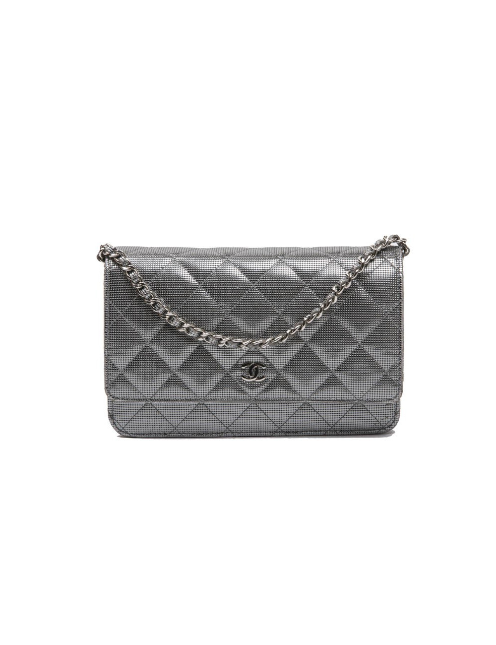 Sac Wallet CHANEL en cuir argent