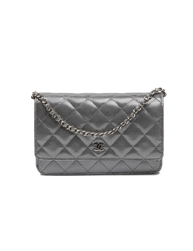 Sac Wallet CHANEL en cuir argent