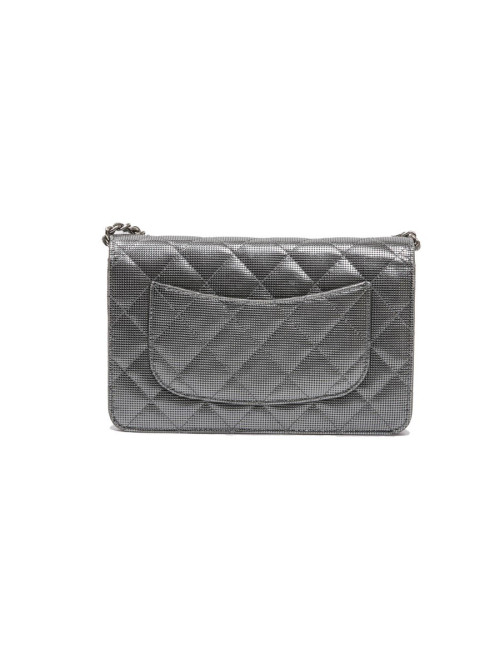 Sac Wallet CHANEL en cuir argent