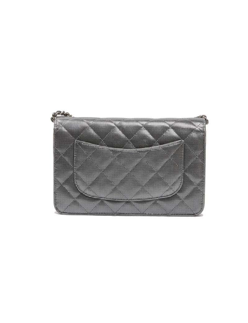Sac Wallet CHANEL en cuir argent