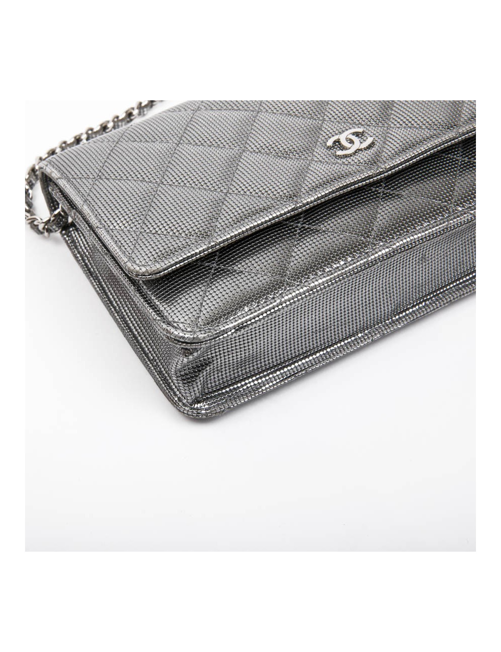 Sac Wallet CHANEL en cuir argent