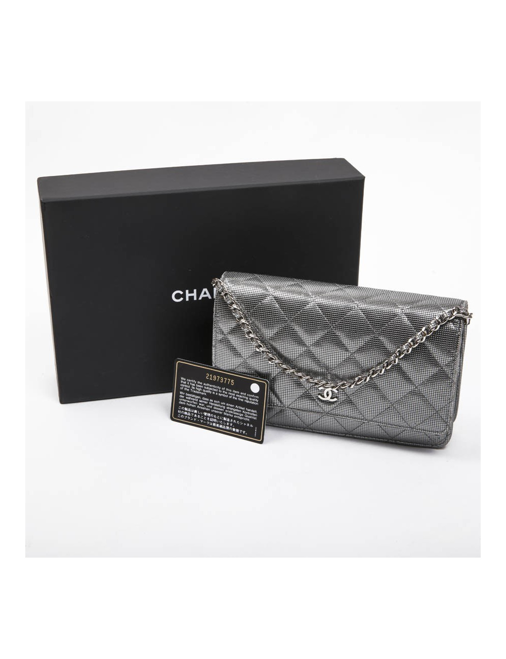 Sac Wallet CHANEL en cuir argent