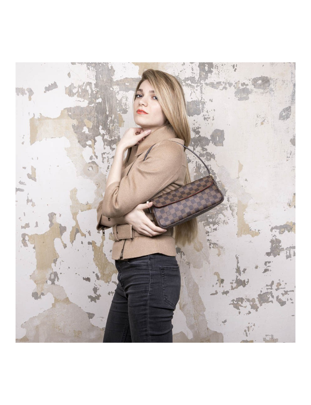 Sac baguette LOUIS VUITTON toile damier