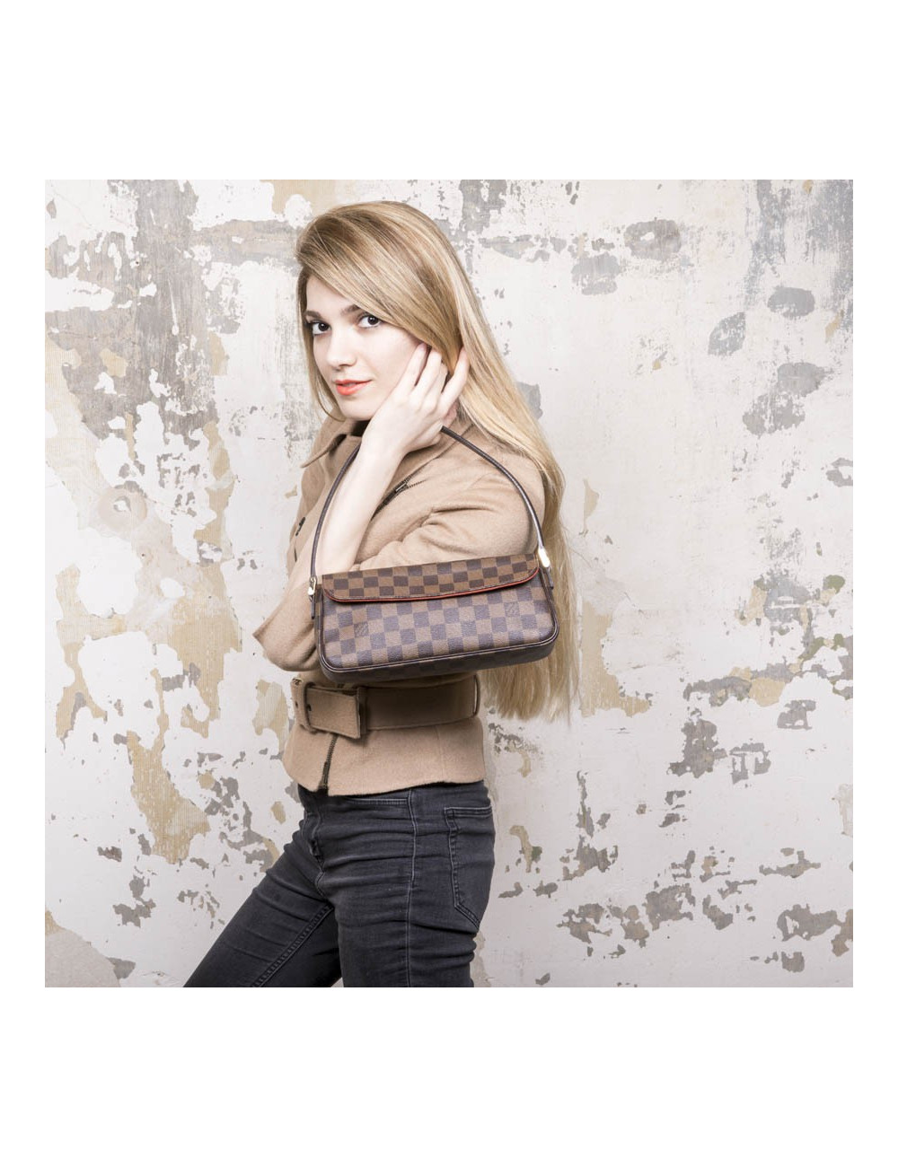 Sac baguette LOUIS VUITTON toile damier