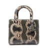 CHRISTIAN DIOR 'Lady D' bag in gradient of green, brown and beige python