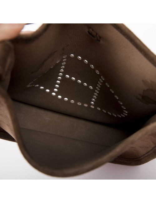 HERMES 'Evelyne' mini bag in brown suede 