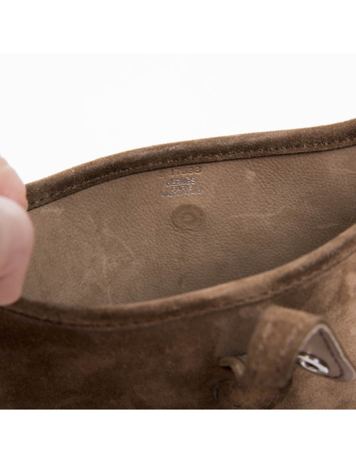 HERMES 'Evelyne' mini bag in brown suede 