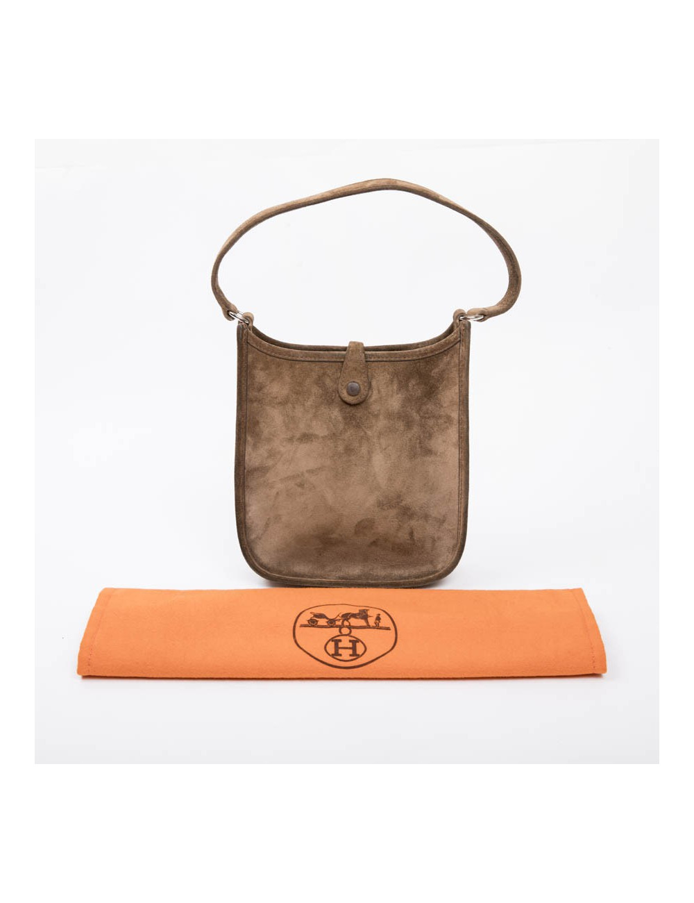 HERMES 'Evelyne' mini bag in brown suede 