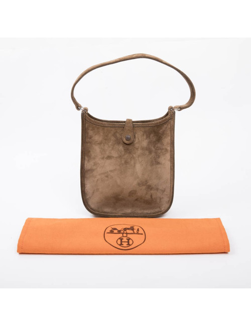 HERMES 'Evelyne' mini bag in brown suede 
