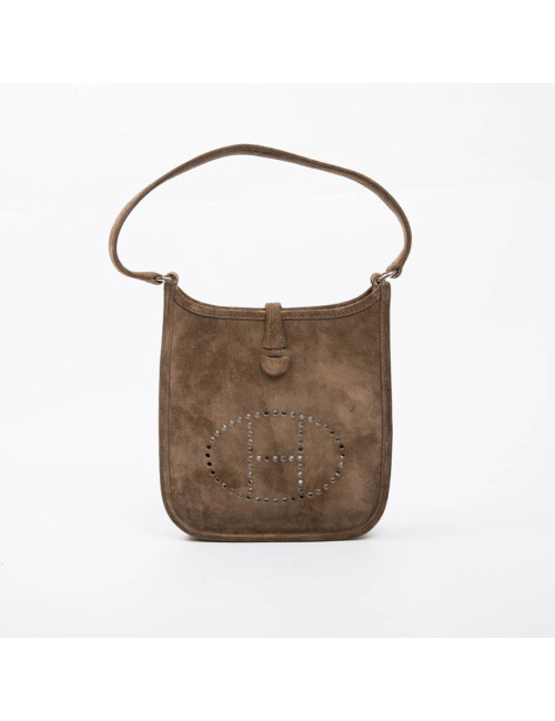 HERMES 'Evelyne' mini bag in brown suede 