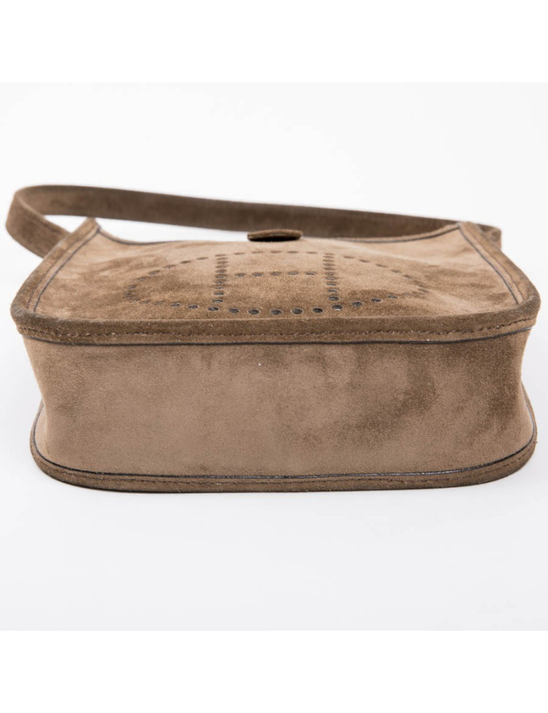 HERMES 'Evelyne' mini bag in brown suede 