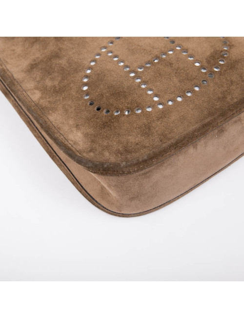 HERMES 'Evelyne' mini bag in brown suede 