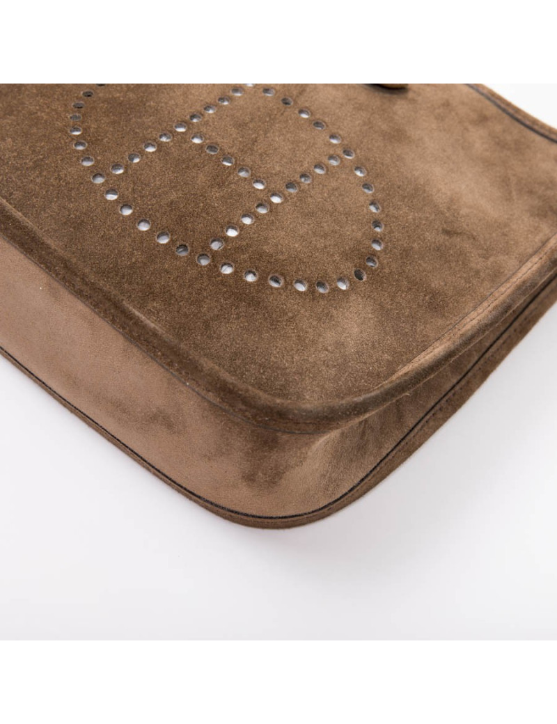 HERMES 'Evelyne' mini bag in brown suede 