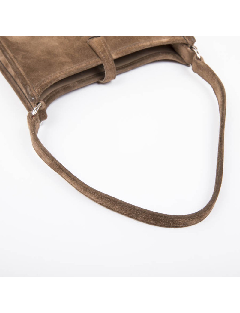 HERMES 'Evelyne' mini bag in brown suede 