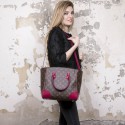 LOUIS VUITTON 'Phenix' bag in brown monogram coated canvas and fuchsia leather