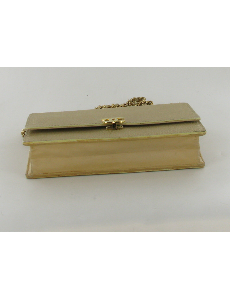 Petit sac -portefeuille CHANEL en cuir beige