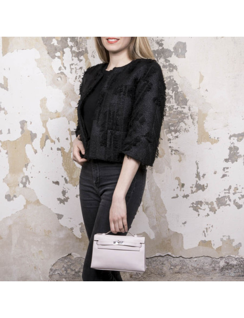 HERMES Kelly Clutch in pink swilt calf leather